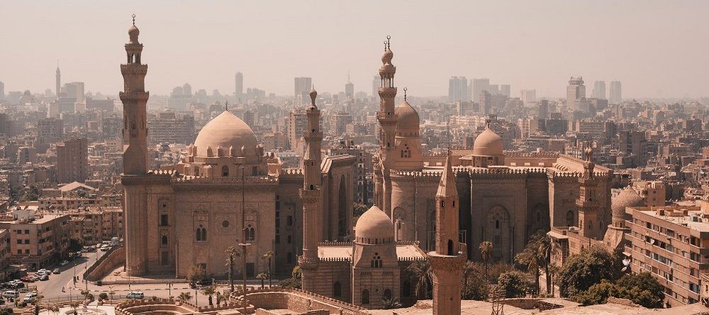 Cairo skyline with historic mosques and cityscape