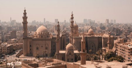 Cairo skyline with historic mosques and cityscape